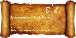 Burgmayer Lotár névjegykártya